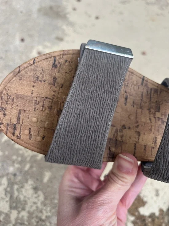 Like New Vionic Gray Dual-Strap Cork Wedge Sandals - Picture 8 of 14